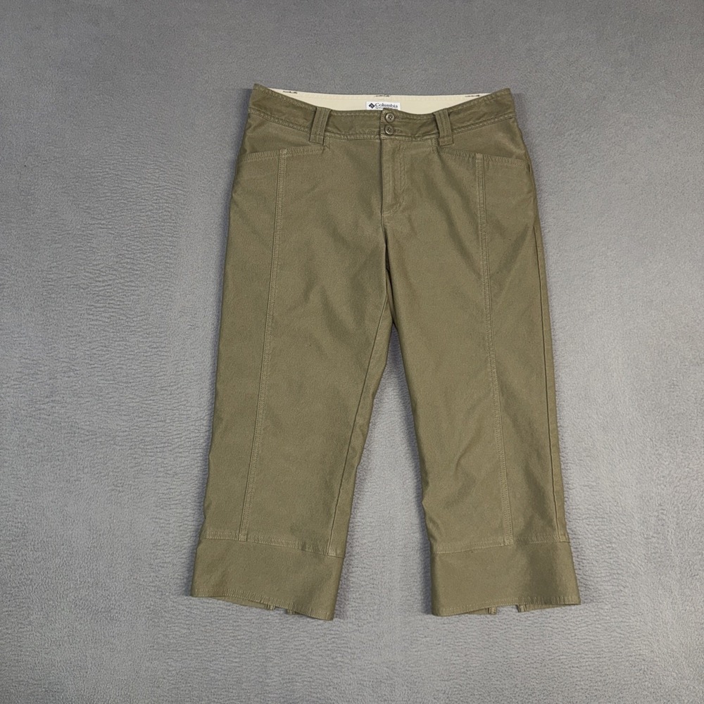 Columbia Sportswear Pants Womens 8 Green Brown Straight Capri Polyester Hiking